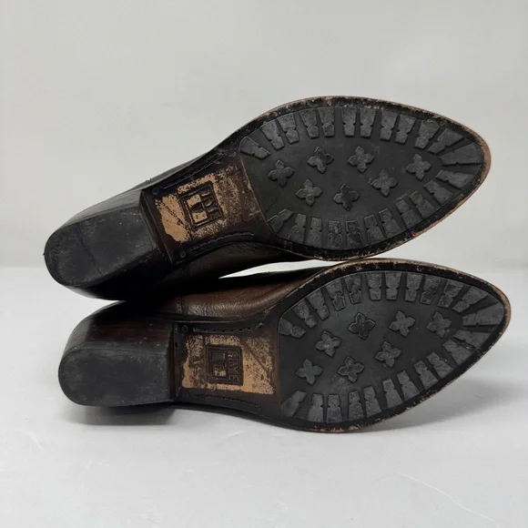 Vintage Frye Leather Pointed Toe Western Ankle Boots Brown size 6.5 - Picture 8 of 13